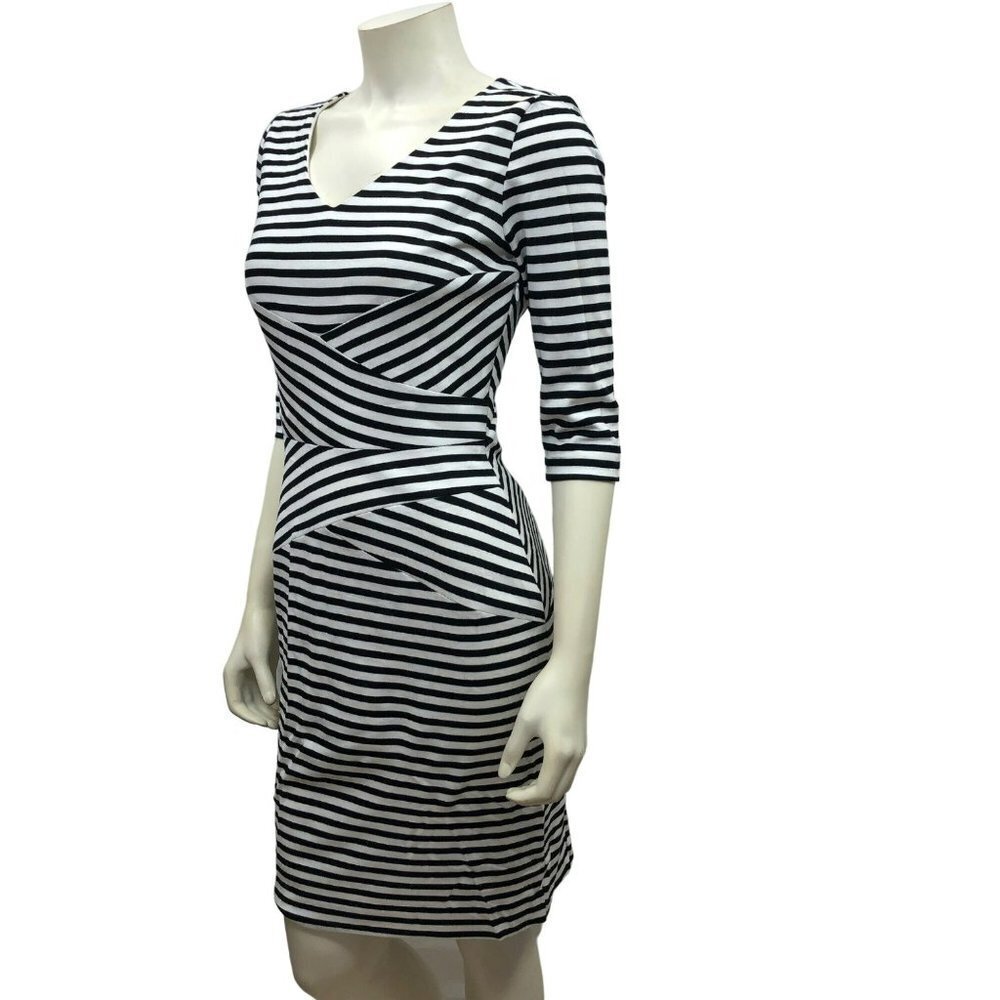 ANTONIO MELANI STRIPED V NECK SHEATH DRESS 4